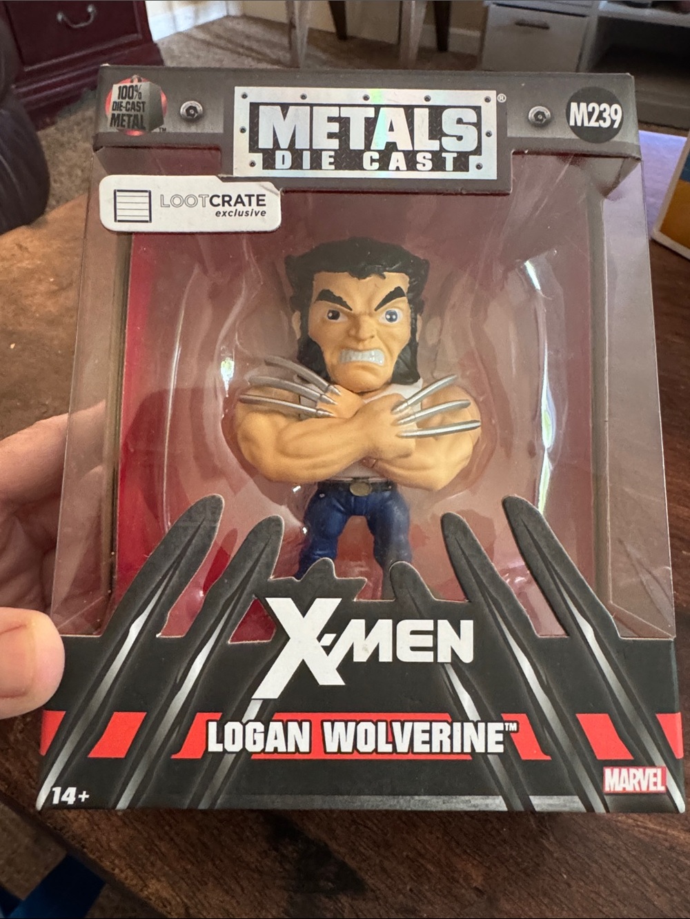 NIB Marvel Logan Wolverine Die-Cast Figure - Yellow Skin, Blue Pants, Black Hair